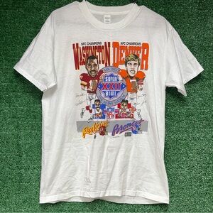 Denver Broncos vs Washington DC Vintage 80s Super Bowl Caricature Shirt L NFL